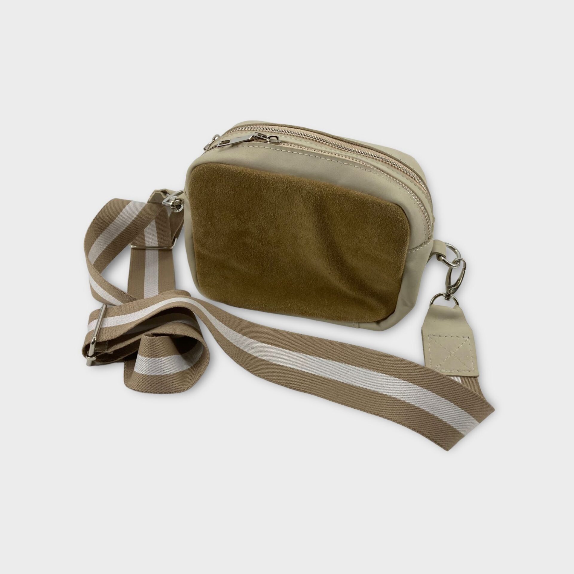 Bandolera modelo Caro, descarne Marron y Beige